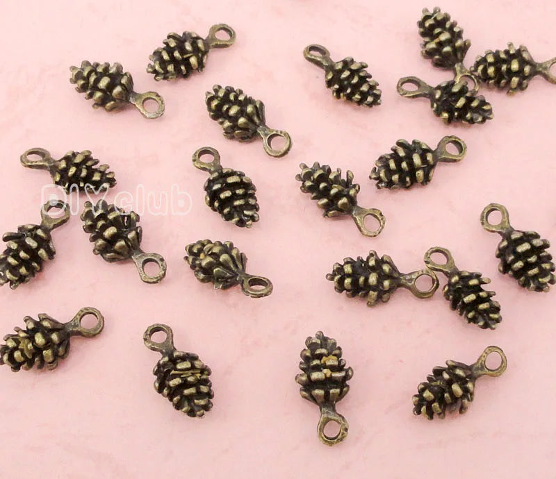 120pcs Antique Bronze Pine Cone Charms Pendant 14x6mm