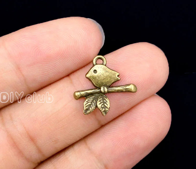 120pcs Bird Charms Pendant Antique Bronze 17x16mm