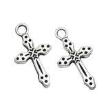 120pcs Antique Silver Cross Charms Pendant 21x11mm