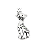 120pcs Tibetan Silver Cat Charms Pendant 25x9mm