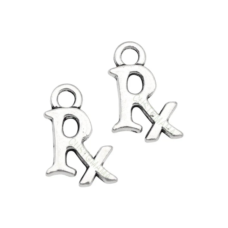 120pcs Antique Tibetan Silver RX Charms Pendants 15x10mm