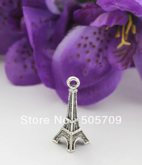 120pcs Eiffel Tower Charms Antique Silver Paris Tower Pendants
