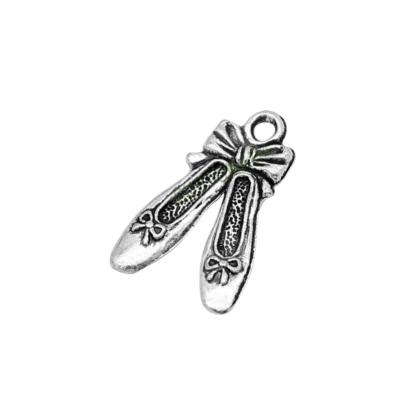 120pcs Tibetan Silver Ballet Slipper Charms Pendant