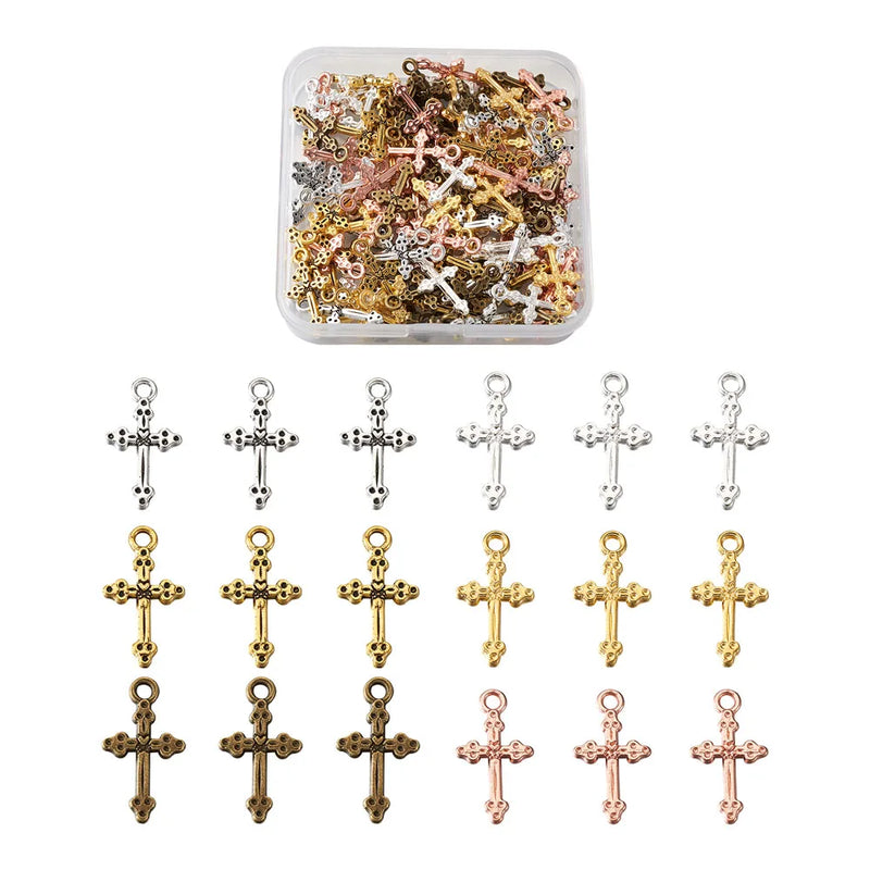 Alloy Cross Pendants 120pcs/Box 6 Colors 20pcs/Color