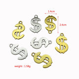 120pcs Alloy Dollar Sign Pendant for Jewelry Making DIY