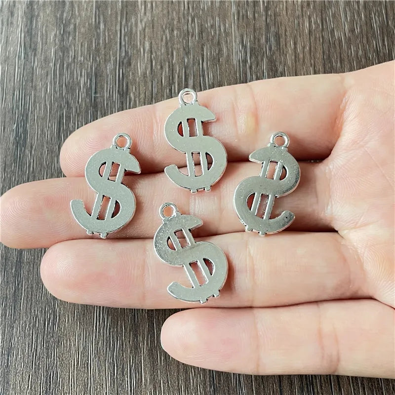 120pcs Alloy Dollar Sign Pendant for Jewelry Making DIY