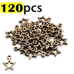 120pcs Star Charms DIY Pendants Metal Vintage Jewelry Accessories