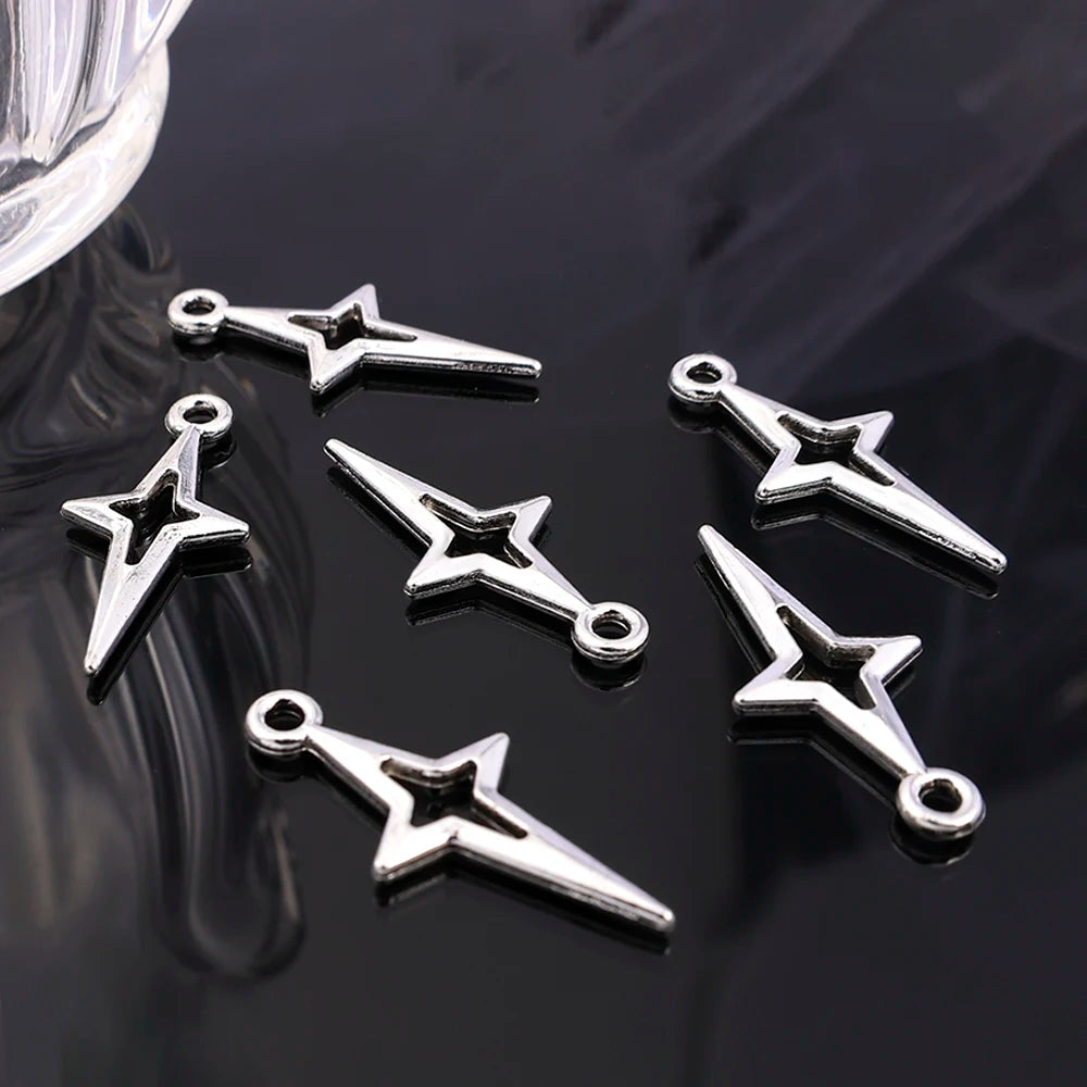 120pcs Star Charms DIY Pendants Metal Vintage Jewelry Accessories
