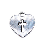 120pcs Heart Cross Charms Antique Silver Jewelry Findings