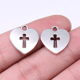 120pcs Heart Cross Charms Antique Silver Jewelry Findings