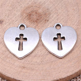120pcs Heart Cross Charms Antique Silver Jewelry Findings