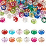 120pcs Mixed Crystal Faceted Resin European Beads Large Hole Bangle DIY Jewelry