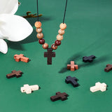 120pcs Wooden Cross Pendants with Waxed Cord DIY Necklace Jewelry Craft