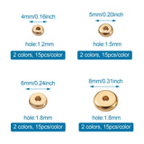 120pcs 304 Stainless Spacer Beads Round Gold & Stainless 4~8x1.2~2.5mm Hole