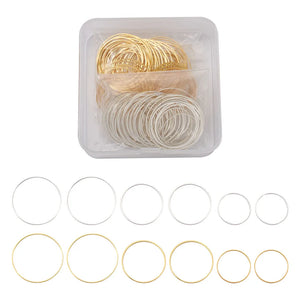120pcs Brass Linking Rings Golden & Silver 20-30x1mm