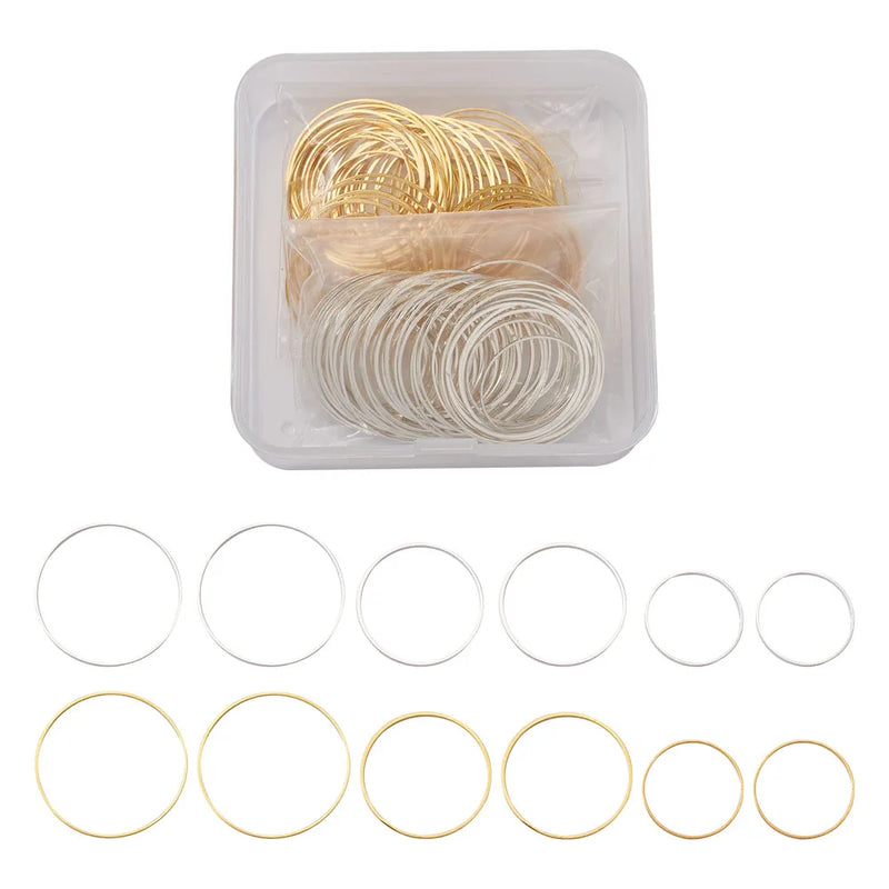 120pcs Brass Linking Rings Golden & Silver 20-30x1mm
