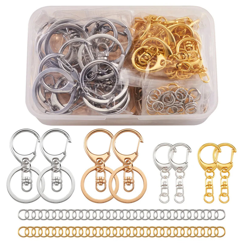 DIY Keychain Kits 120pcs/box Mixed Findings Lobster Claw Swivel Clasps