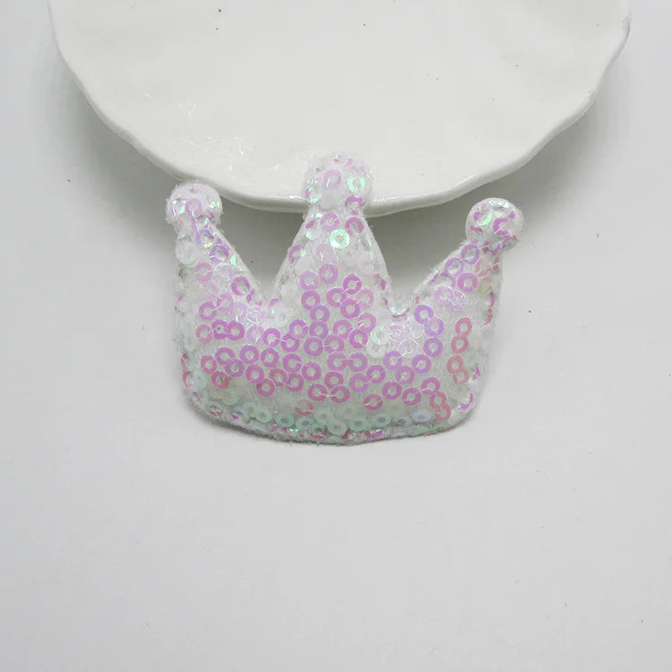 120pcs Sequin Crown Padded Applique 5.5*4.5cm