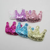 120pcs Sequin Crown Padded Applique 5.5*4.5cm