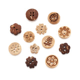 120pcs 2-hole Coconut Button for DIY Mixed Sewing Carved Button
