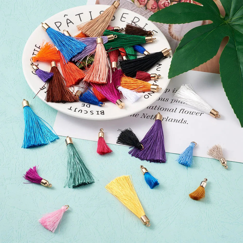 120pcs Polyester Tassel Pendant Mixed DIY Jewelry Making Keychain Charms
