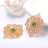 4PCS 20x23MM Brass Zircon Flower Pendants High Jewelry Findings