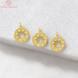 6PCS 8x10MM Zircon Round Charm Pendants for DIY Jewelry Making