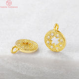 6PCS 8x10MM Zircon Round Charm Pendants for DIY Jewelry Making