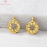 6PCS 8x10MM Zircon Round Charm Pendants for DIY Jewelry Making