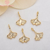 10PCS 8x11MM Brass Ginkgo Biloba Charms Pendants