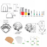 123pcs Fondant Polymer Clay Cutter DIY Craft 7 Shapes Baking Tool Gift