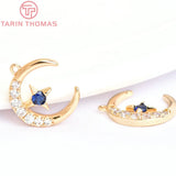 4PCS 12MM 24K Plated Brass Zircon Moon Star Charms Pendants