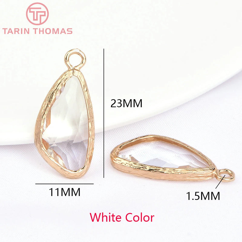 10PCS 23x11MM 24K Champagne Drop Charms Pendants