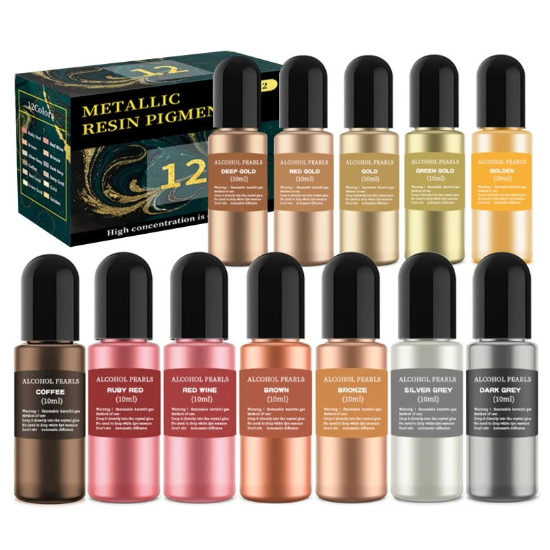 12 Color Metallic Alcohol Pigment Resin Dye for Epoxy Resin