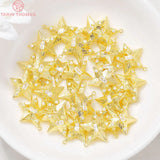4PCS 16x17MM 24K Brass Zircon Star Round Charm Pendants