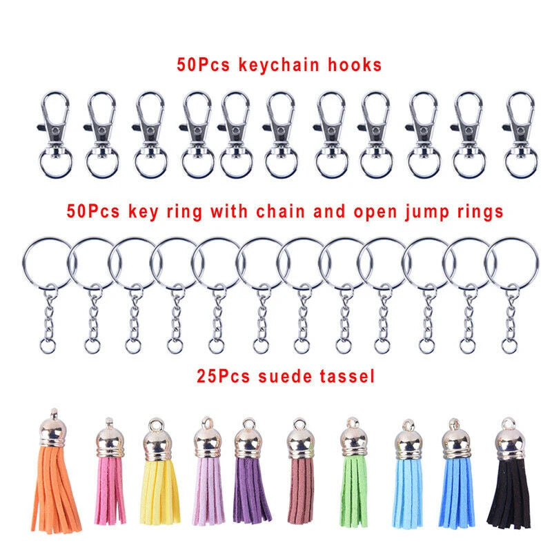 125Pcs DIY Crafts Keychain Pendants Tassel Bulk Set
