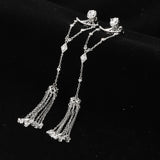 Long Tassel Dangle Earrings For Women Wedding Crystal Bridal Earring