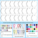 126Pcs Acrylic Keychain Blanks Tassels Round Transparent Embryo Accessories