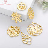 6PCS 16x18MM 19x21MM 25x27MM 24K Brass Feaf Leaves Charms