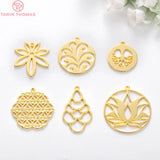 6PCS 16x18MM 19x21MM 25x27MM 24K Brass Feaf Leaves Charms