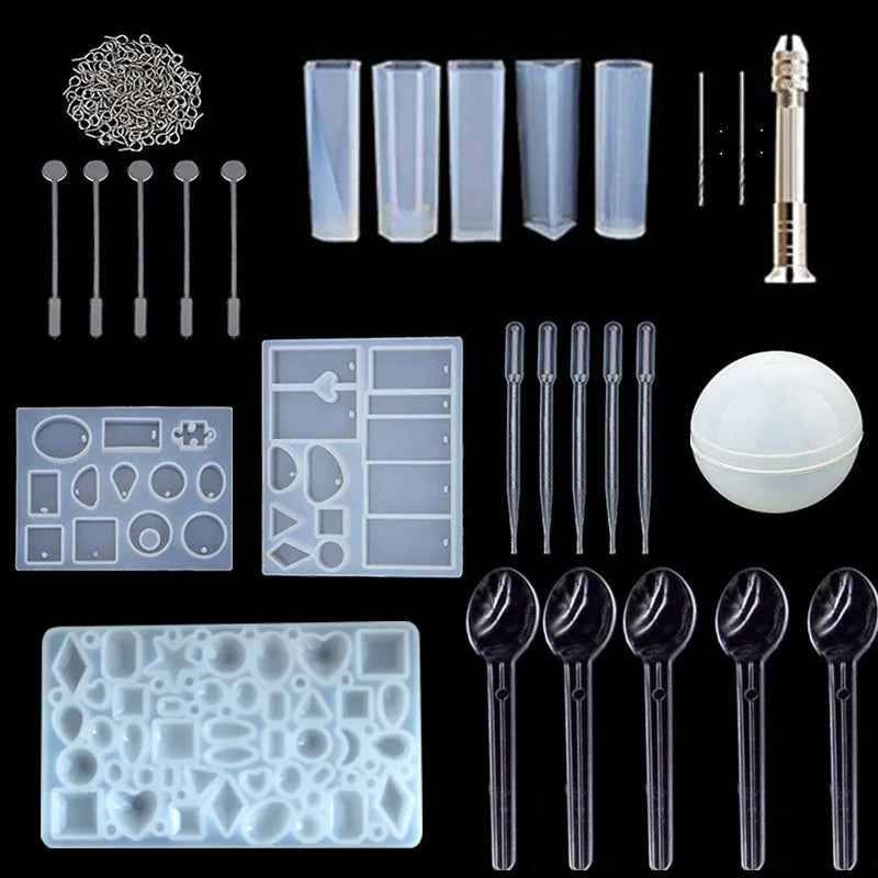 127PCS/SET Jewelry Mold Pendants Crystal Scale Resin Molds