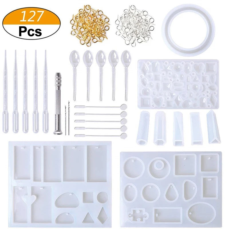 127PCS Resin Casting Silicone Mold Pendant Craft DIY Jewelry Making Tools