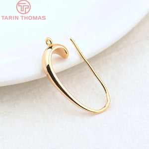 6PCS 14x25MM 24K Plated Brass Earrings Hooks DIY Jewelry Findings