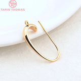 6PCS 14x25MM 24K Plated Brass Earrings Hooks DIY Jewelry Findings