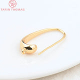 6PCS 14x25MM 24K Plated Brass Earrings Hooks DIY Jewelry Findings