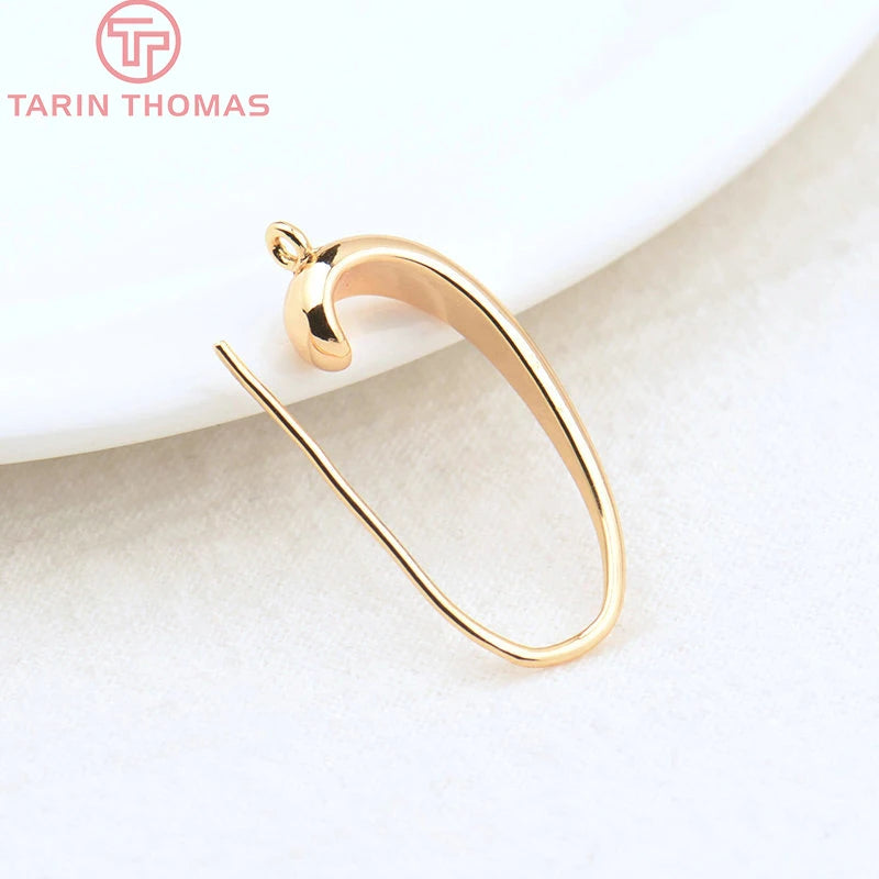 6PCS 14x25MM 24K Plated Brass Earrings Hooks DIY Jewelry Findings