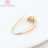 6PCS 14x25MM 24K Plated Brass Earrings Hooks DIY Jewelry Findings