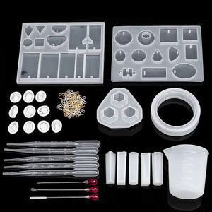 128 Pieces DIY Resin Silicone Casting Molds Set with Measuring Cup