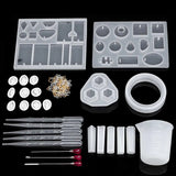 128 Pieces DIY Resin Silicone Casting Molds Set with Measuring Cup