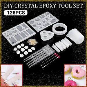 128 Pieces DIY Resin Silicone Casting Molds Set with Measuring Cup